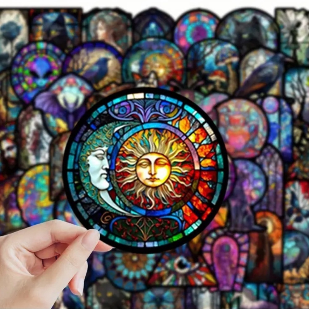 5 pack of Colorful, Stainglas Mirror Style stickers, Help me get to 15 Sales​​​​ - Picture 2 of 2